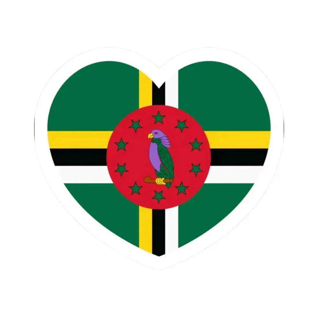 Heart Flag of Dominica - STICKER Vinyl Kiss-Cut Decal 2 Inch White - The Sticker Space