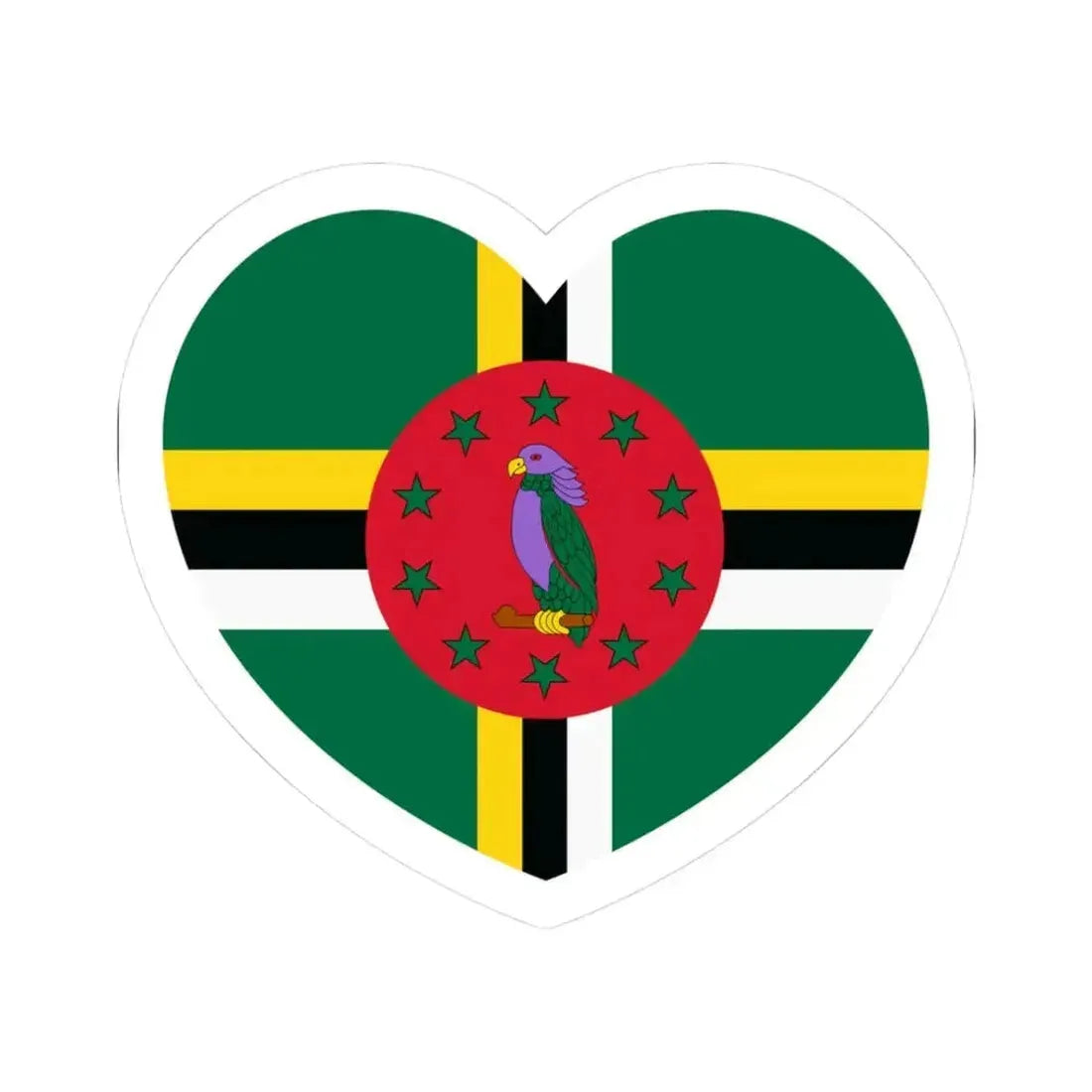 Heart Flag of Dominica - STICKER Vinyl Kiss-Cut Decal 3 Inch White - The Sticker Space