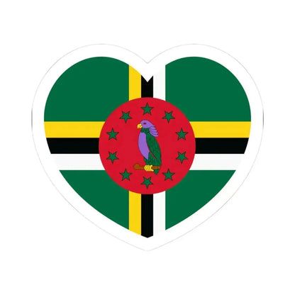 Heart Flag of Dominica - STICKER Vinyl Kiss-Cut Decal 3 Inch White - The Sticker Space