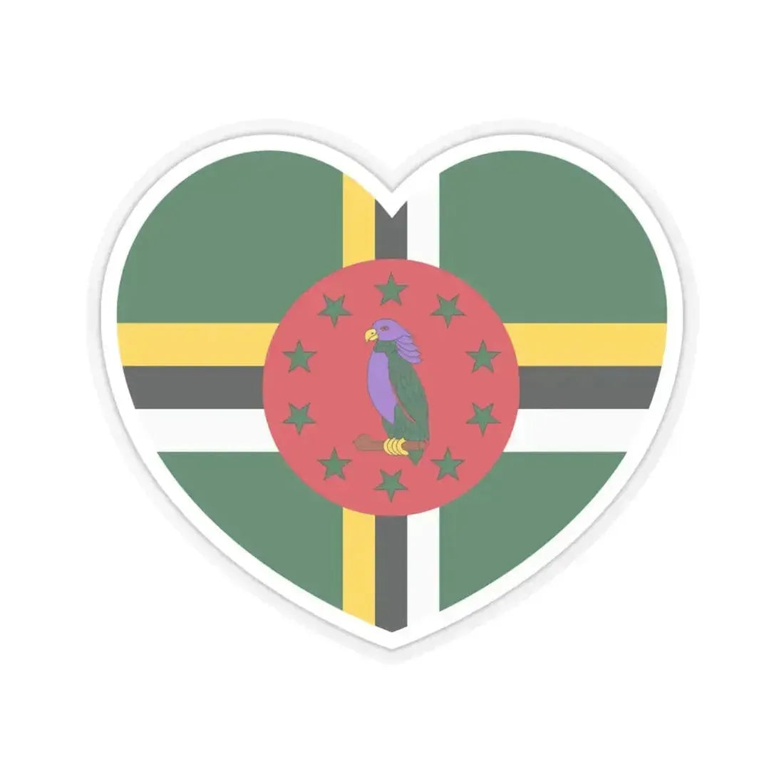 Heart Flag of Dominica - STICKER Vinyl Kiss-Cut Decal 4 Inch Transparent - The Sticker Space