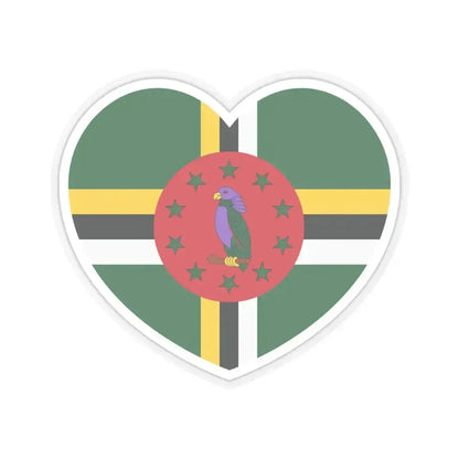 Heart Flag of Dominica - STICKER Vinyl Kiss-Cut Decal 4 Inch Transparent - The Sticker Space