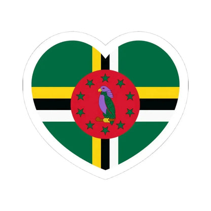 Heart Flag of Dominica - STICKER Vinyl Kiss-Cut Decal 4 Inch White - The Sticker Space