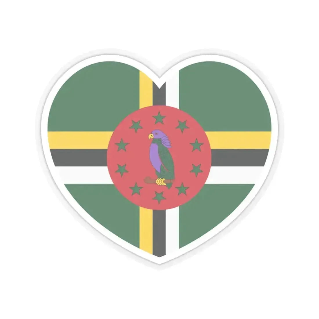 Heart Flag of Dominica - STICKER Vinyl Kiss-Cut Decal 6 Inch Transparent - The Sticker Space