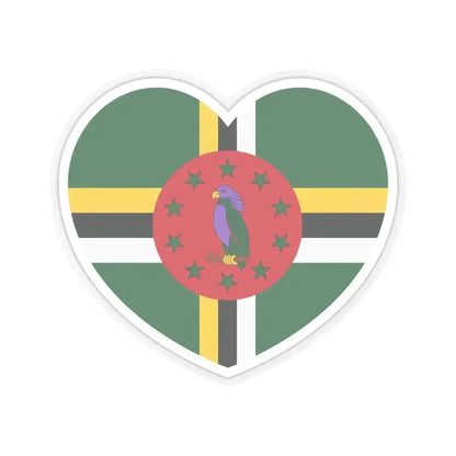Heart Flag of Dominica - STICKER Vinyl Kiss-Cut Decal 6 Inch Transparent - The Sticker Space