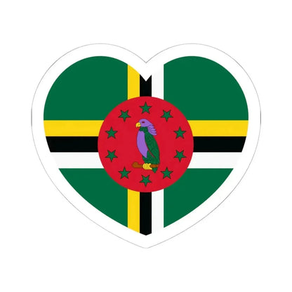 Heart Flag of Dominica - STICKER Vinyl Kiss-Cut Decal 6 Inch White - The Sticker Space
