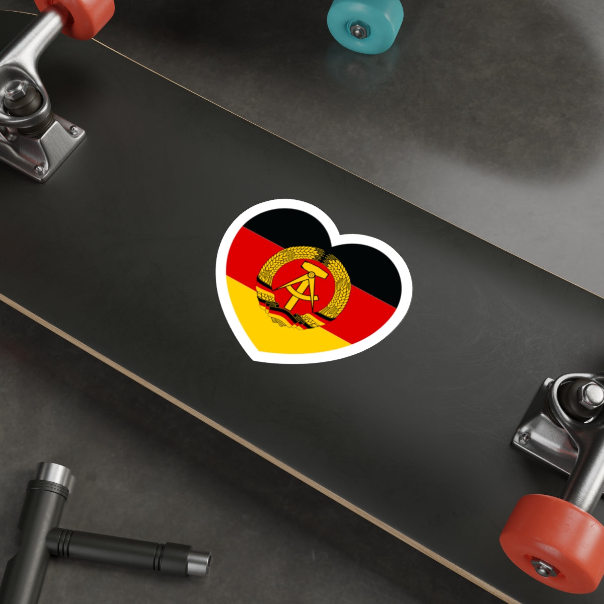 Heart Flag of East Germany - STICKER Vinyl Die-Cut Decal-The Sticker Space