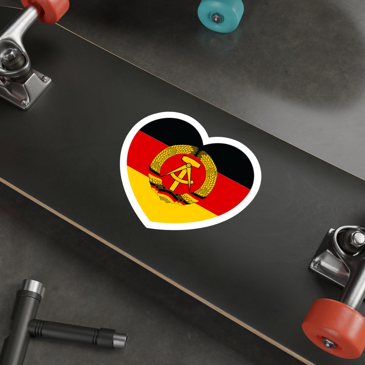 Heart Flag of East Germany - STICKER Vinyl Die-Cut Decal-The Sticker Space