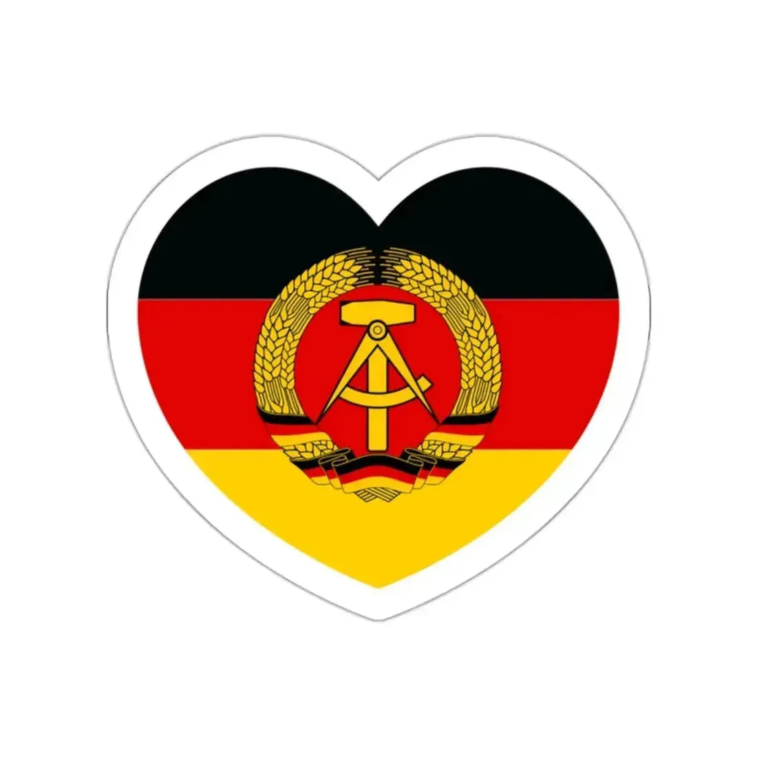 Heart Flag of East Germany - STICKER Vinyl Die-Cut Decal White Die-Cut 2 Inch - The Sticker Space
