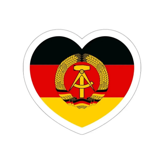 Heart Flag of East Germany - STICKER Vinyl Die-Cut Decal White Die-Cut 2 Inch - The Sticker Space
