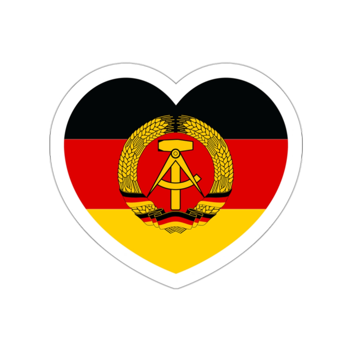 Heart Flag of East Germany - STICKER Vinyl Die-Cut Decal-White-The Sticker Space