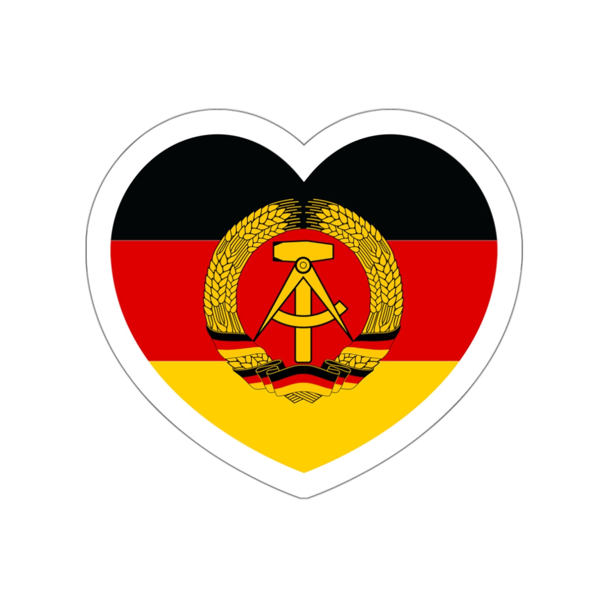 Heart Flag of East Germany - STICKER Vinyl Die-Cut Decal-White-The Sticker Space