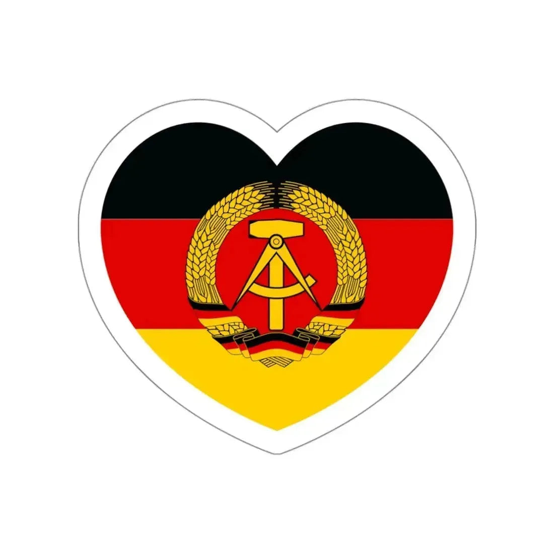 Heart Flag of East Germany - STICKER Vinyl Die-Cut Decal White Die-Cut 3 Inch - The Sticker Space