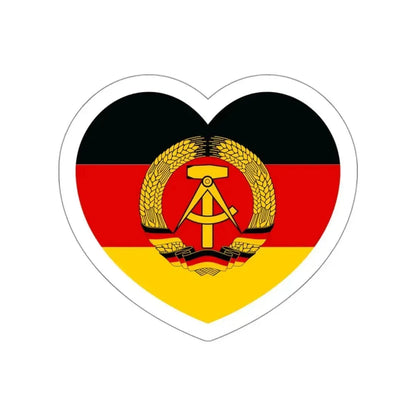 Heart Flag of East Germany - STICKER Vinyl Die-Cut Decal White Die-Cut 3 Inch - The Sticker Space