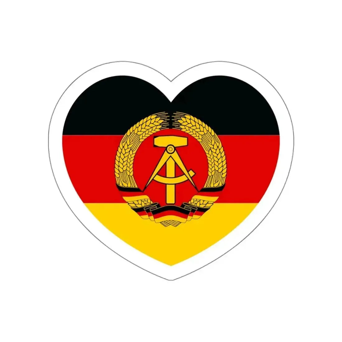 Heart Flag of East Germany - STICKER Vinyl Die-Cut Decal White Die-Cut 4 Inch - The Sticker Space