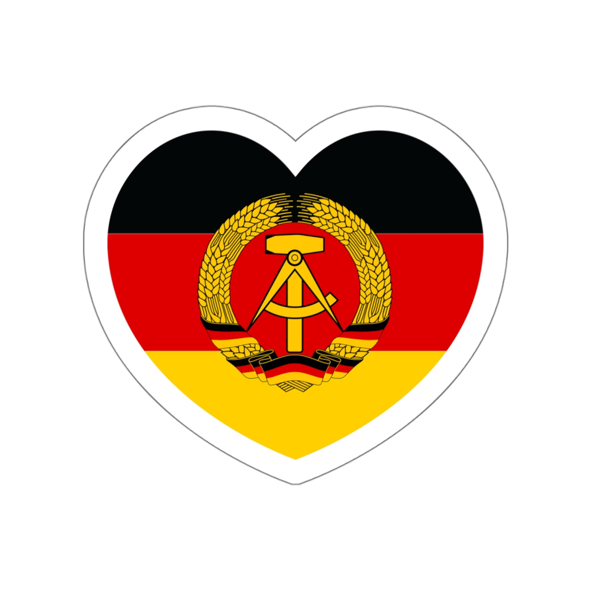 Heart Flag of East Germany - STICKER Vinyl Die-Cut Decal-White-The Sticker Space