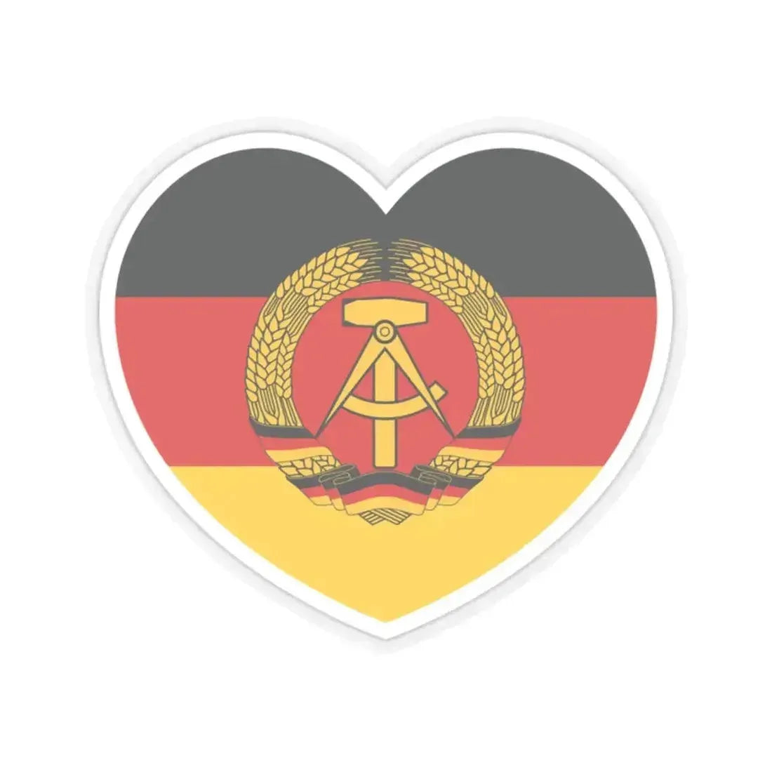 Heart Flag of East Germany - STICKER Vinyl Kiss-Cut Decal 2 Inch Transparent - The Sticker Space