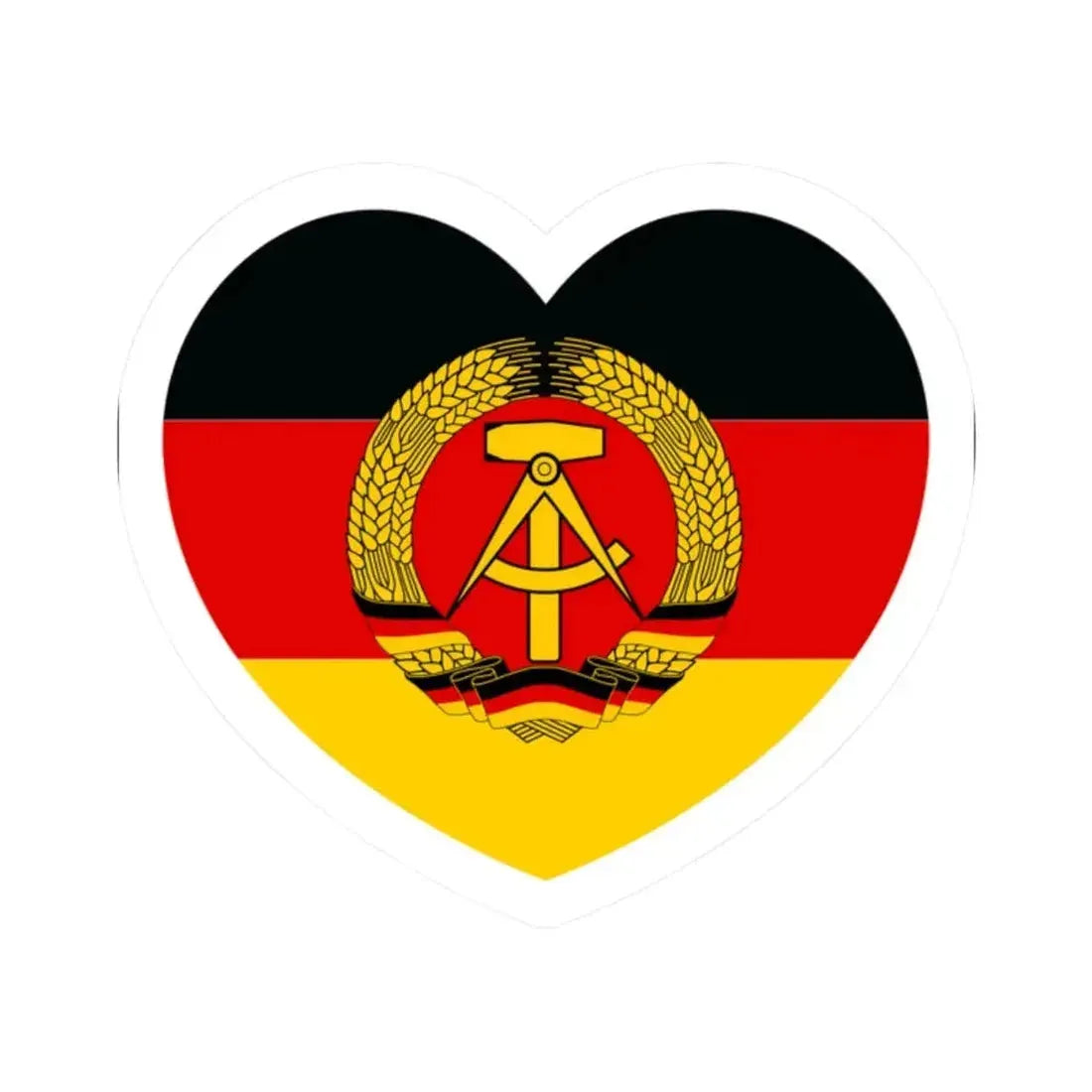 Heart Flag of East Germany - STICKER Vinyl Kiss-Cut Decal 2 Inch White - The Sticker Space