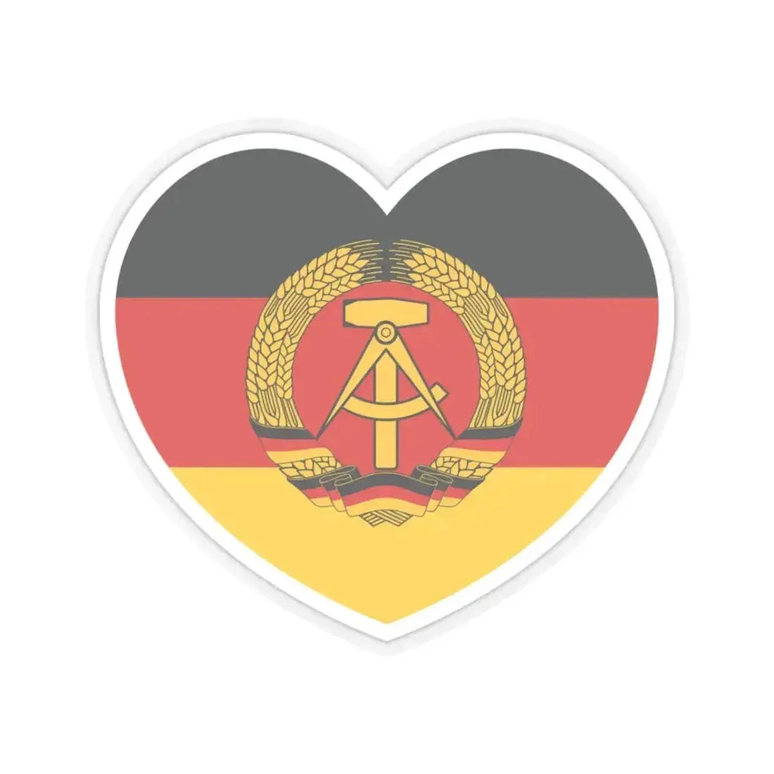 Heart Flag of East Germany - STICKER Vinyl Kiss-Cut Decal 3 Inch Transparent - The Sticker Space