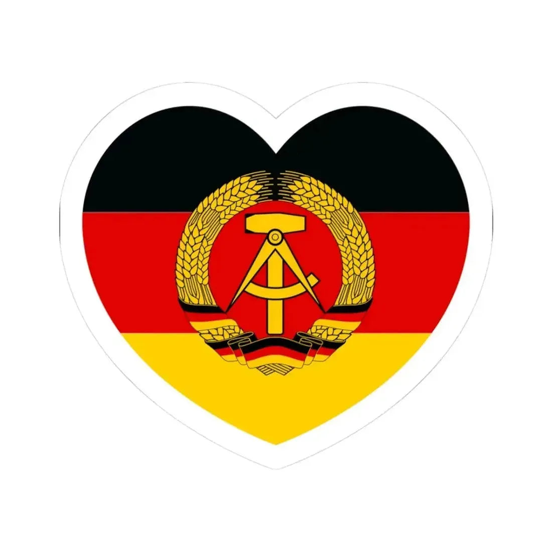 Heart Flag of East Germany - STICKER Vinyl Kiss-Cut Decal 3 Inch White - The Sticker Space