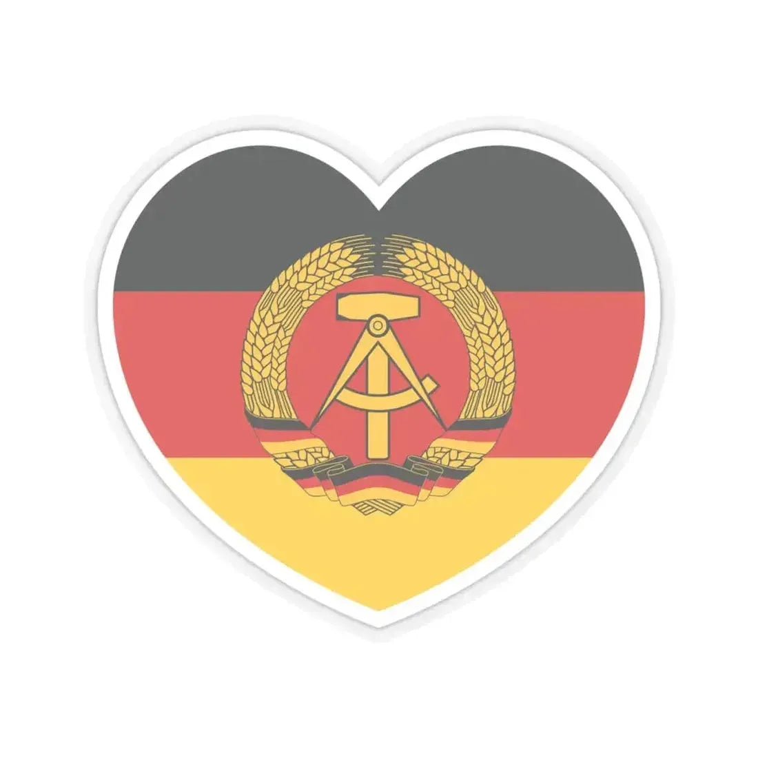 Heart Flag of East Germany - STICKER Vinyl Kiss-Cut Decal 4 Inch Transparent - The Sticker Space