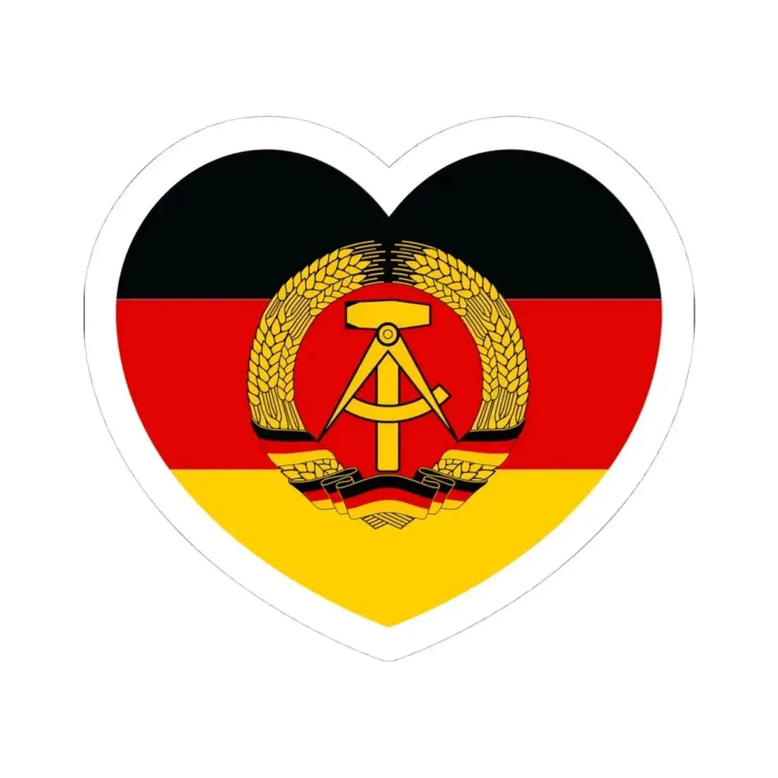 Heart Flag of East Germany - STICKER Vinyl Kiss-Cut Decal 4 Inch White - The Sticker Space
