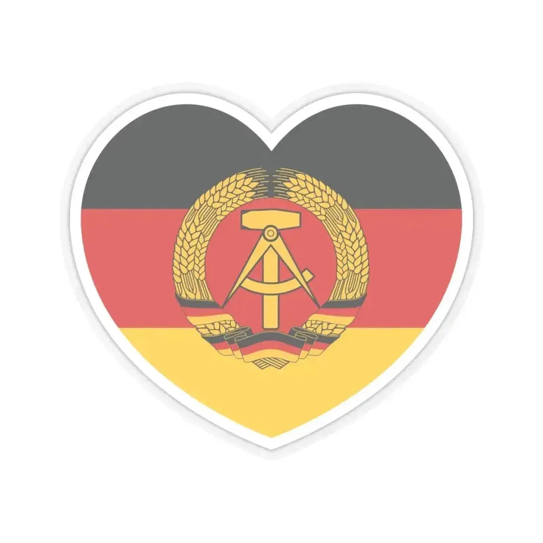 Heart Flag of East Germany - STICKER Vinyl Kiss-Cut Decal 6 Inch Transparent - The Sticker Space