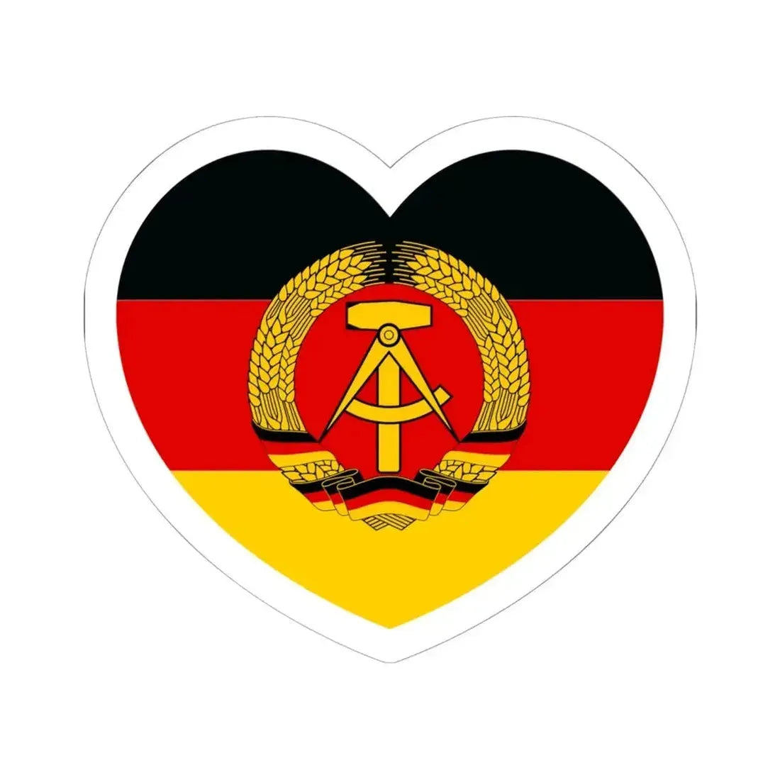 Heart Flag of East Germany - STICKER Vinyl Kiss-Cut Decal 6 Inch White - The Sticker Space