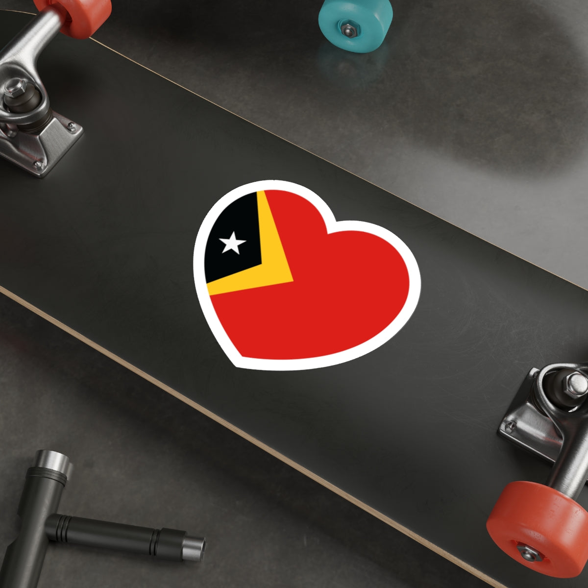 Heart Flag of East Timor - STICKER Vinyl Die-Cut Decal-The Sticker Space