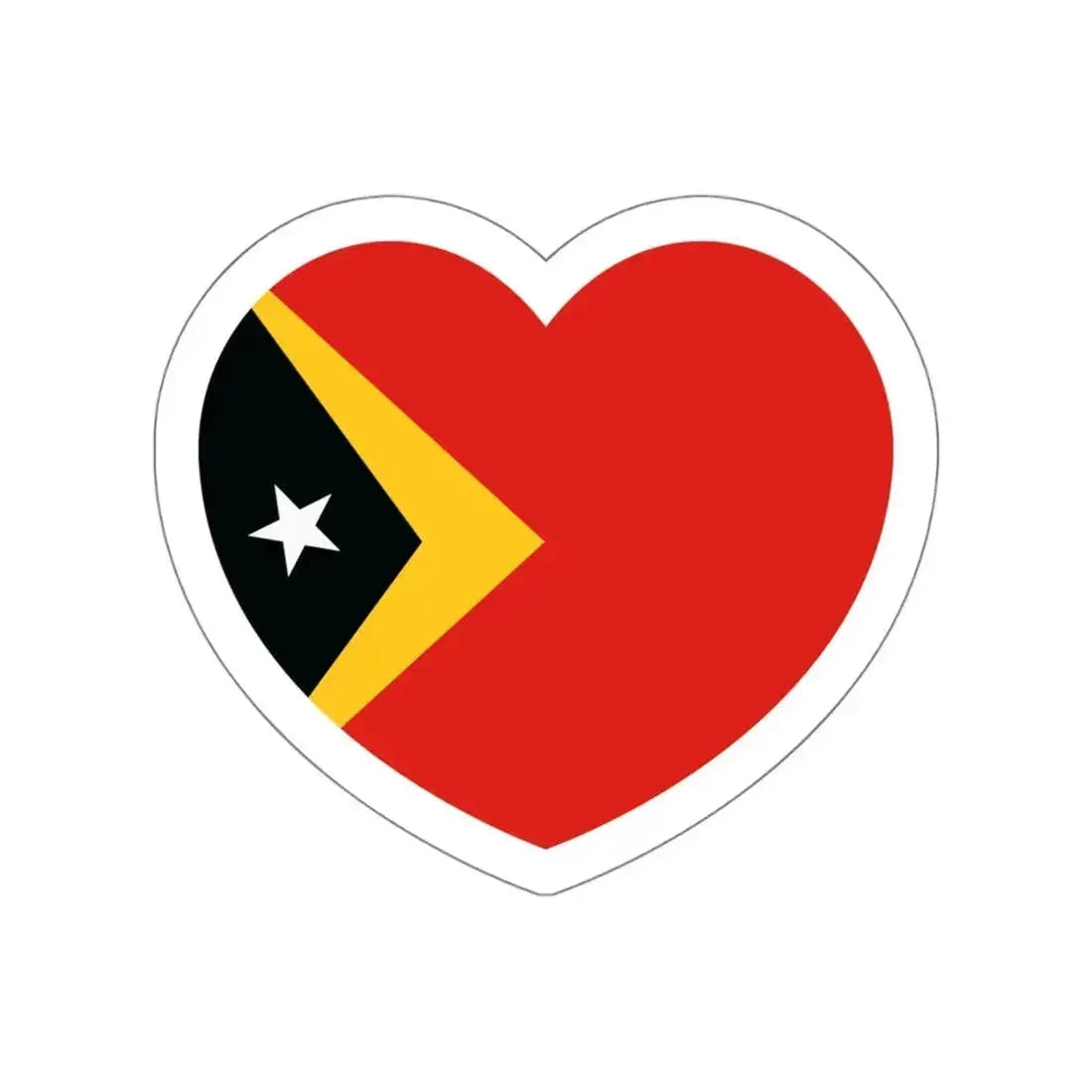 Heart Flag of East Timor - STICKER Vinyl Die-Cut Decal White Die-Cut 5 Inch - The Sticker Space