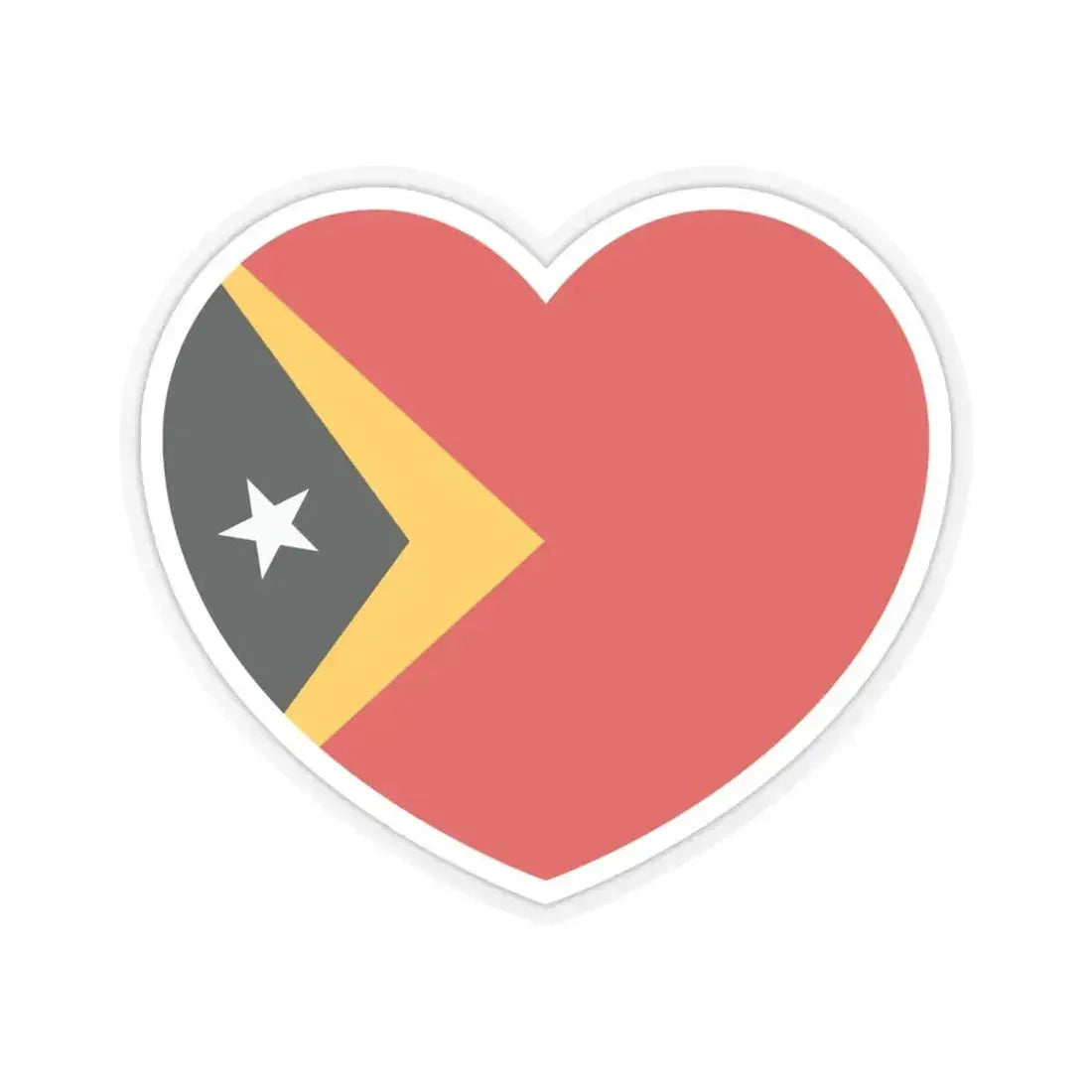 Heart Flag of East Timor - STICKER Vinyl Kiss-Cut Decal 6 Inch Transparent - The Sticker Space