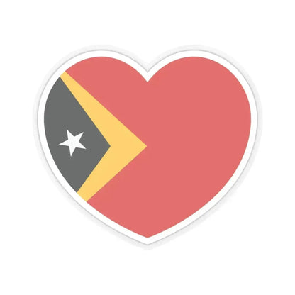 Heart Flag of East Timor - STICKER Vinyl Kiss-Cut Decal 6 Inch Transparent - The Sticker Space