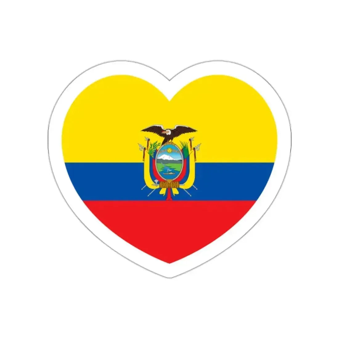 Heart Flag of Ecuador - STICKER Vinyl Die-Cut Decal White Die-Cut 2 Inch - The Sticker Space