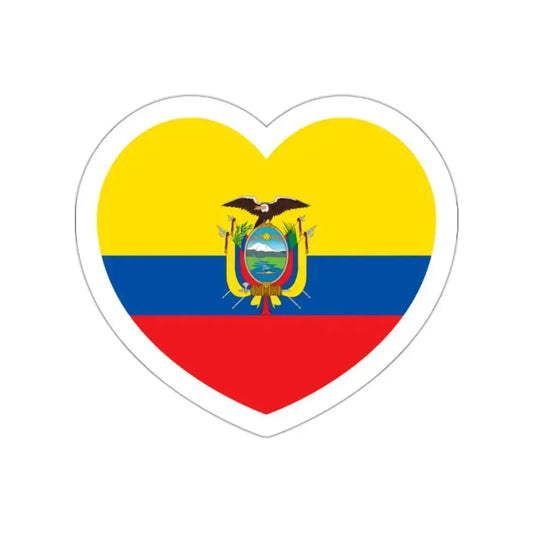 Heart Flag of Ecuador - STICKER Vinyl Die-Cut Decal White Die-Cut 2 Inch - The Sticker Space