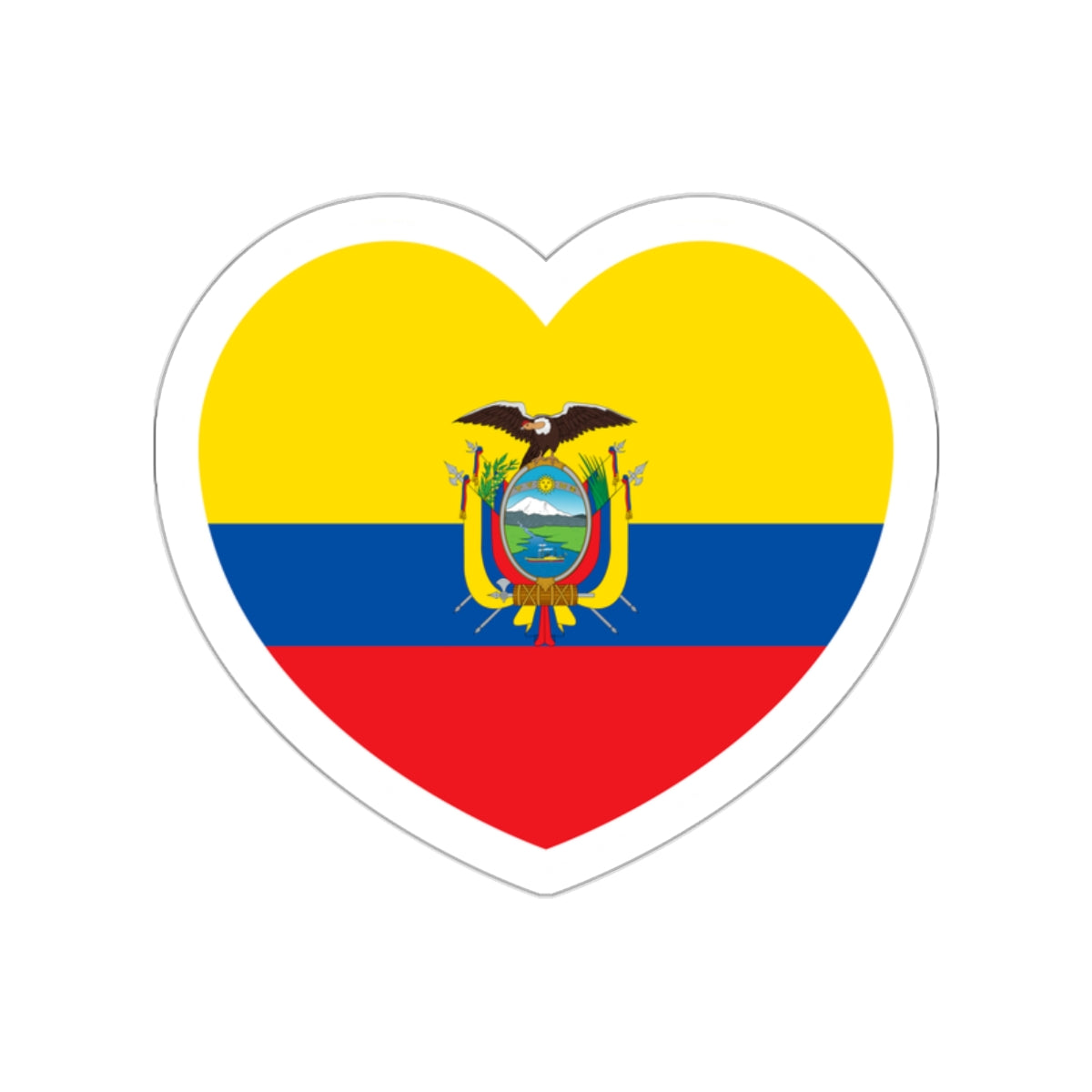 Heart Flag of Ecuador - STICKER Vinyl Die-Cut Decal-White-The Sticker Space