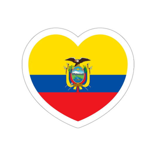 Heart Flag of Ecuador - STICKER Vinyl Die-Cut Decal-White-The Sticker Space