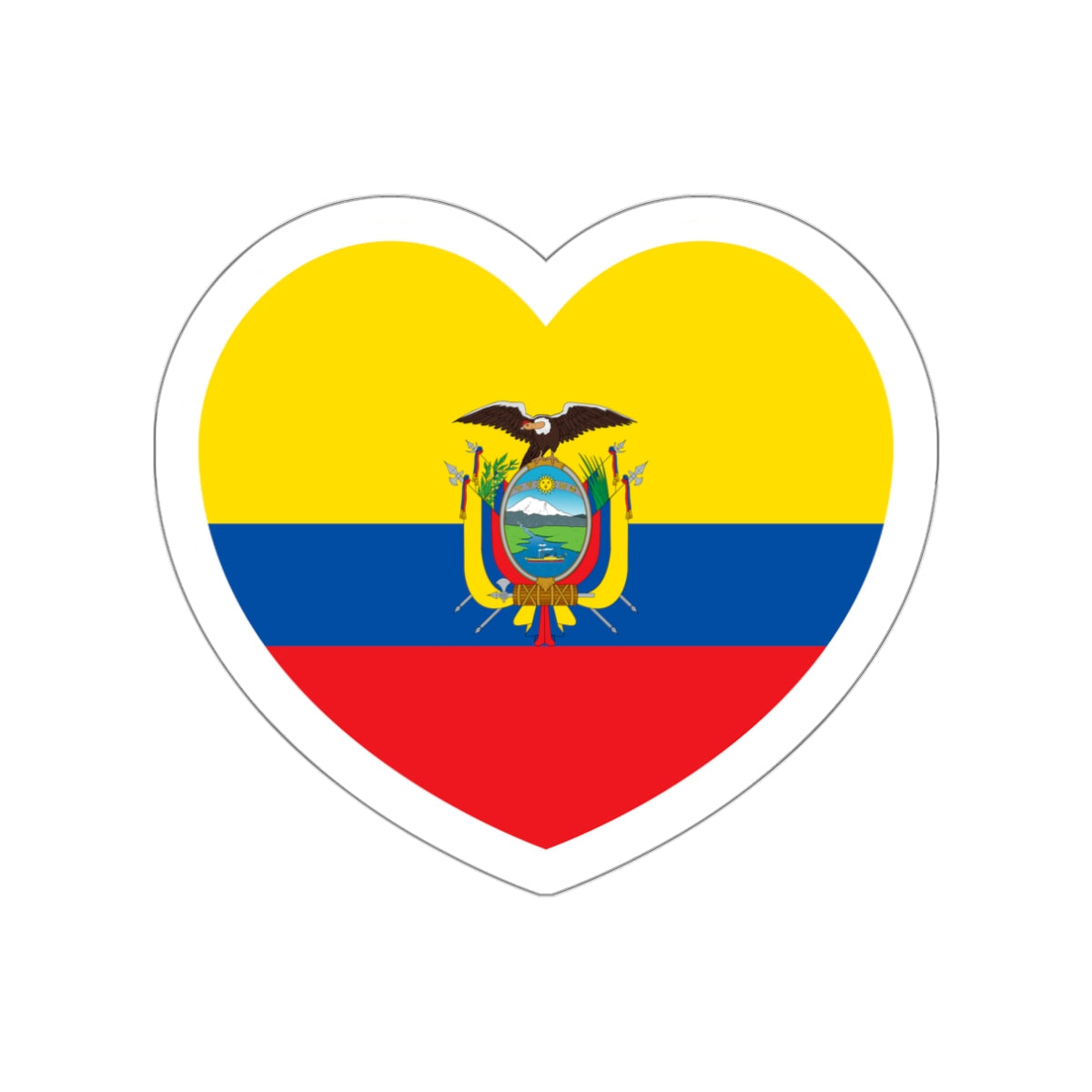 Heart Flag of Ecuador - STICKER Vinyl Die-Cut Decal-White-The Sticker Space