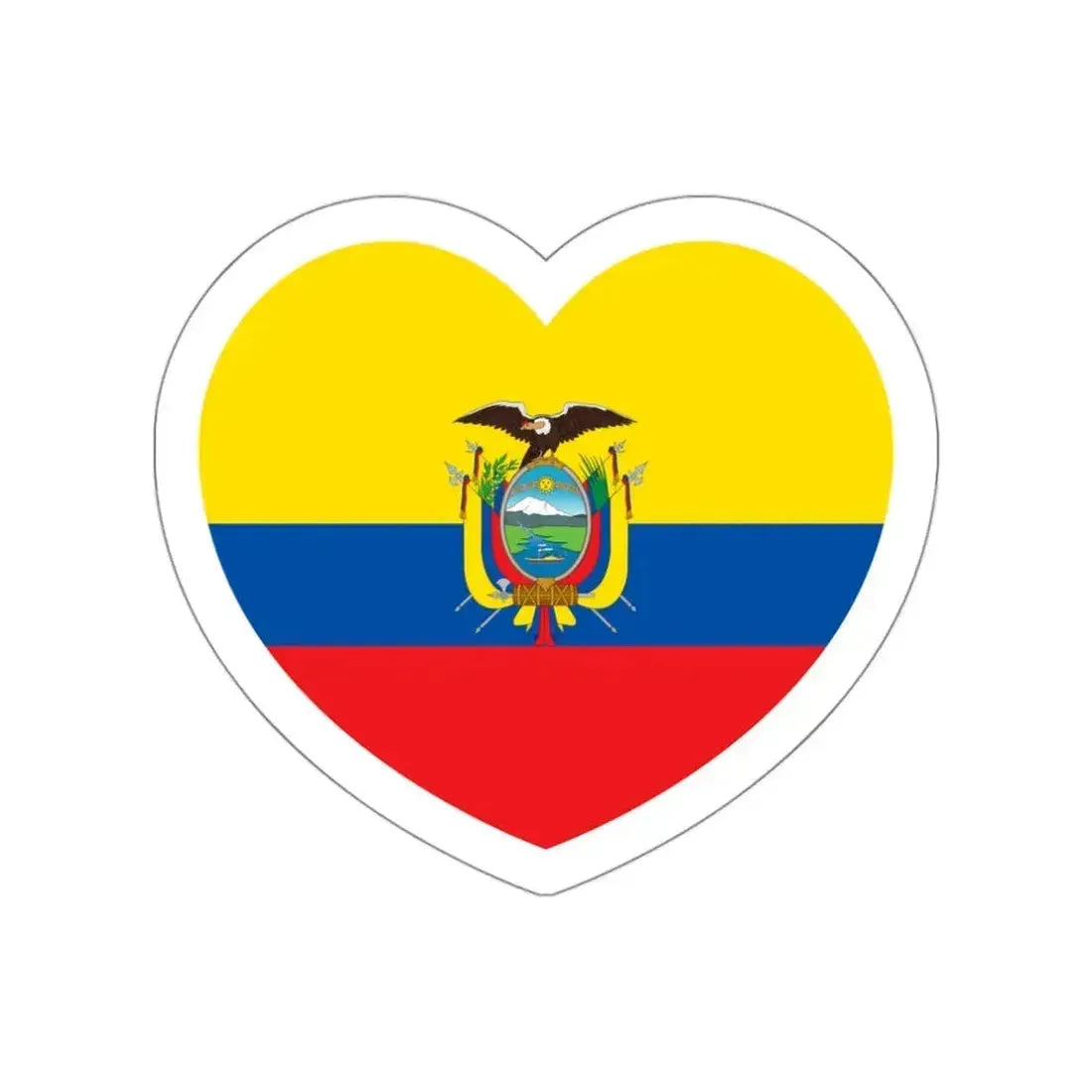 Heart Flag of Ecuador - STICKER Vinyl Die-Cut Decal White Die-Cut 3 Inch - The Sticker Space