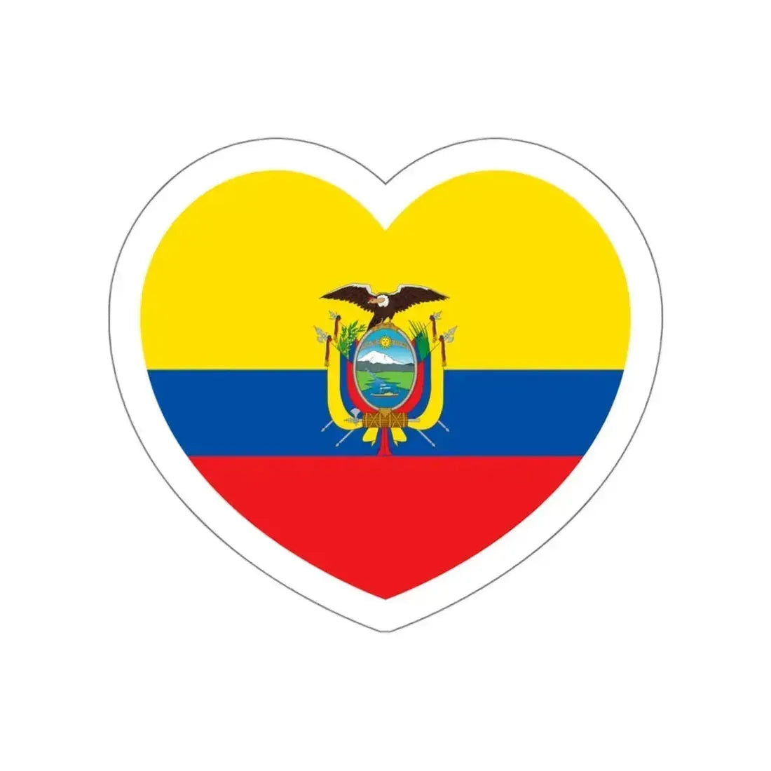 Heart Flag of Ecuador - STICKER Vinyl Die-Cut Decal White Die-Cut 4 Inch - The Sticker Space