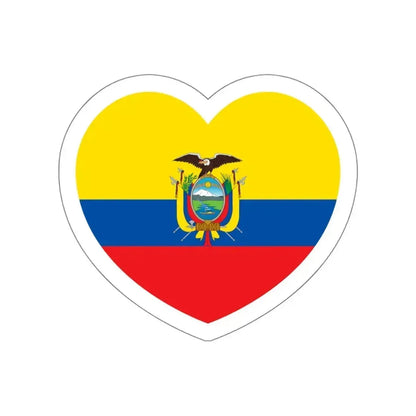 Heart Flag of Ecuador - STICKER Vinyl Die-Cut Decal White Die-Cut 4 Inch - The Sticker Space
