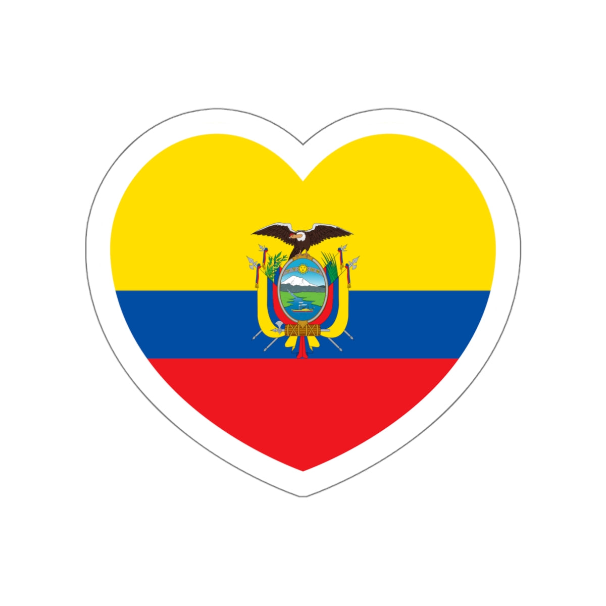 Heart Flag of Ecuador - STICKER Vinyl Die-Cut Decal-White-The Sticker Space