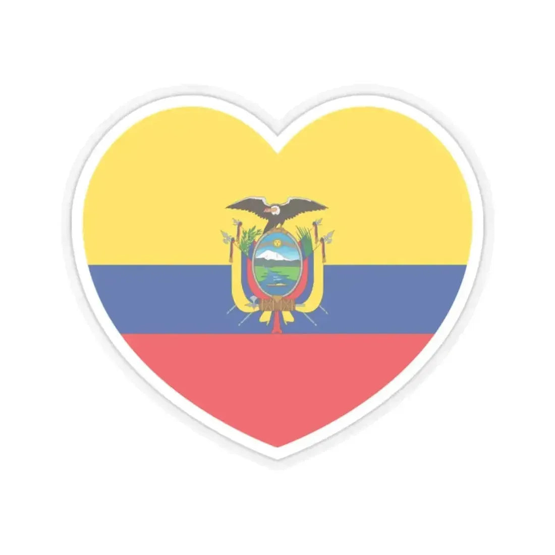 Heart Flag of Ecuador - STICKER Vinyl Kiss-Cut Decal 2 Inch Transparent - The Sticker Space
