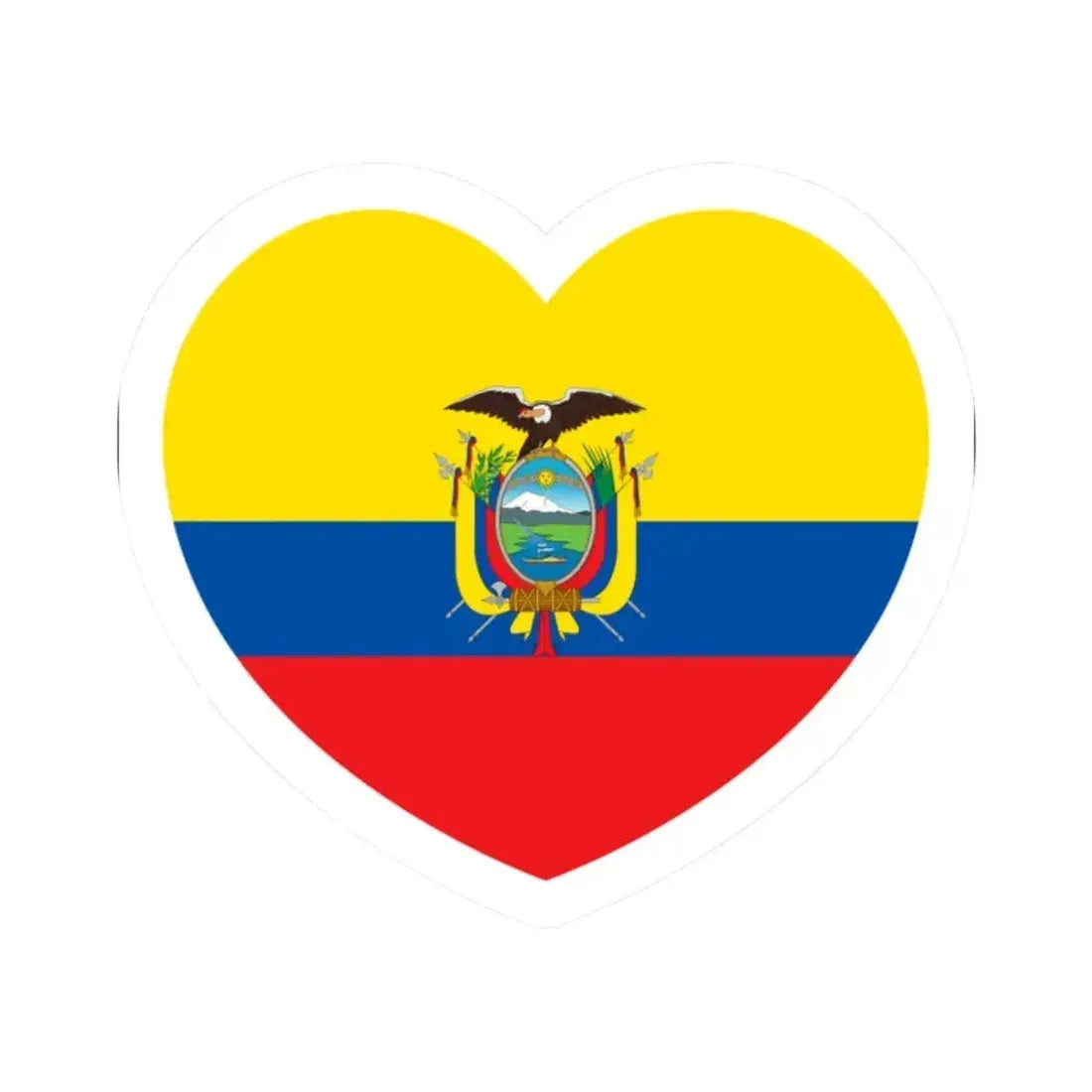 Heart Flag of Ecuador - STICKER Vinyl Kiss-Cut Decal 2 Inch White - The Sticker Space