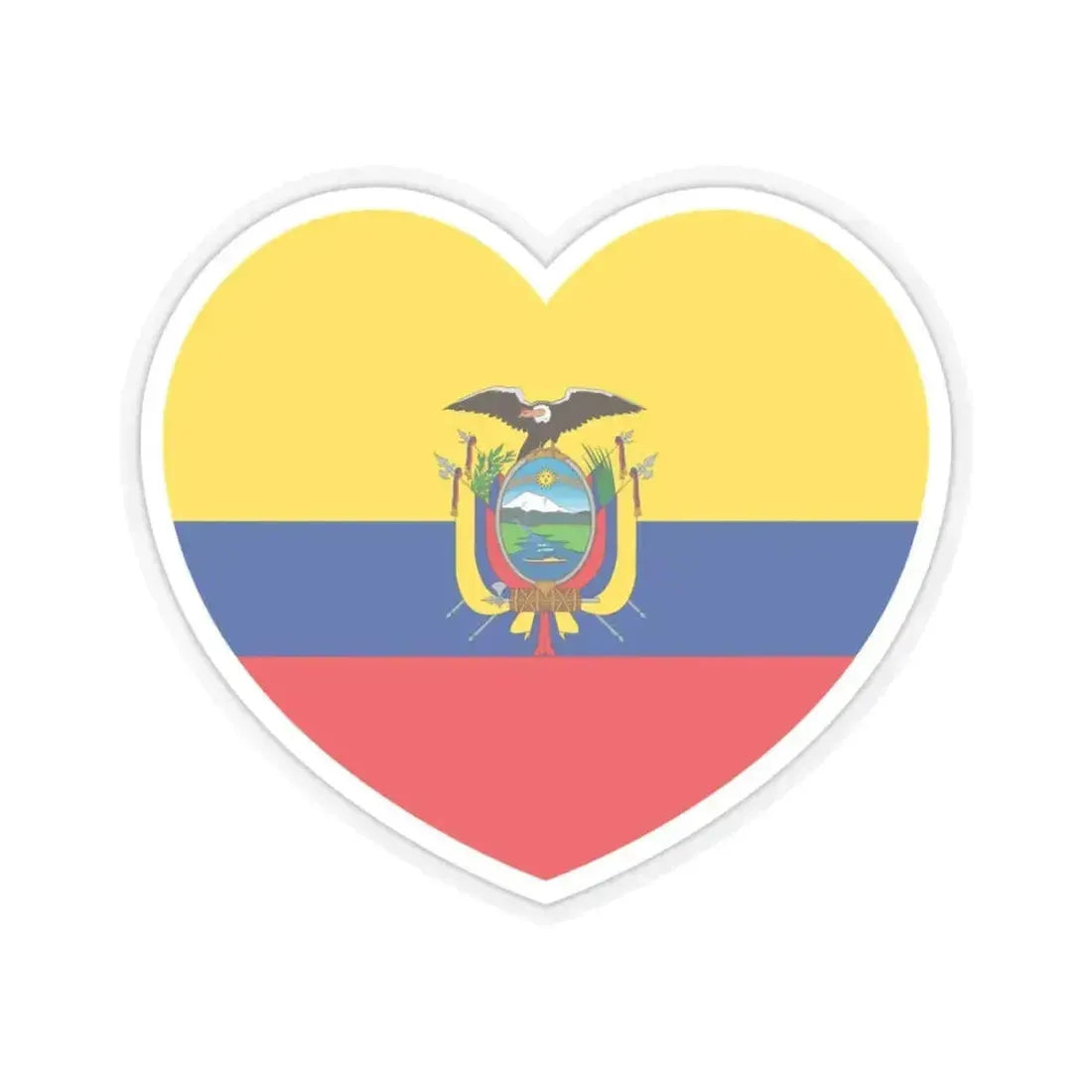 Heart Flag of Ecuador - STICKER Vinyl Kiss-Cut Decal 3 Inch Transparent - The Sticker Space