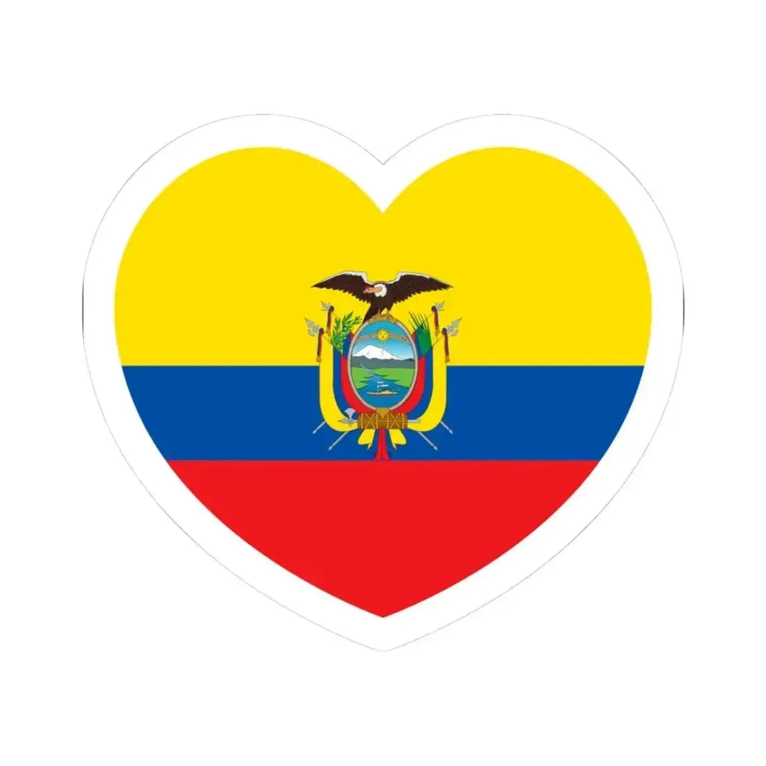 Heart Flag of Ecuador - STICKER Vinyl Kiss-Cut Decal 3 Inch White - The Sticker Space