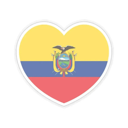 Heart Flag of Ecuador - STICKER Vinyl Kiss-Cut Decal 4 Inch Transparent - The Sticker Space