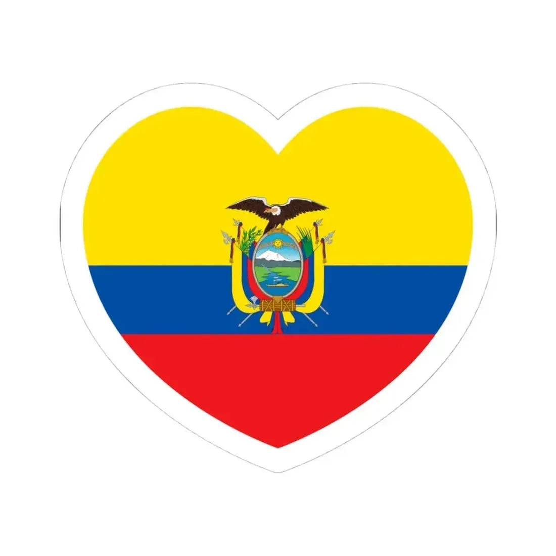 Heart Flag of Ecuador - STICKER Vinyl Kiss-Cut Decal 4 Inch White - The Sticker Space