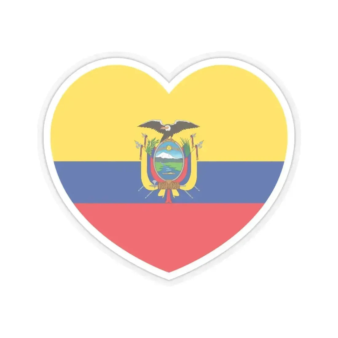 Heart Flag of Ecuador - STICKER Vinyl Kiss-Cut Decal 6 Inch Transparent - The Sticker Space