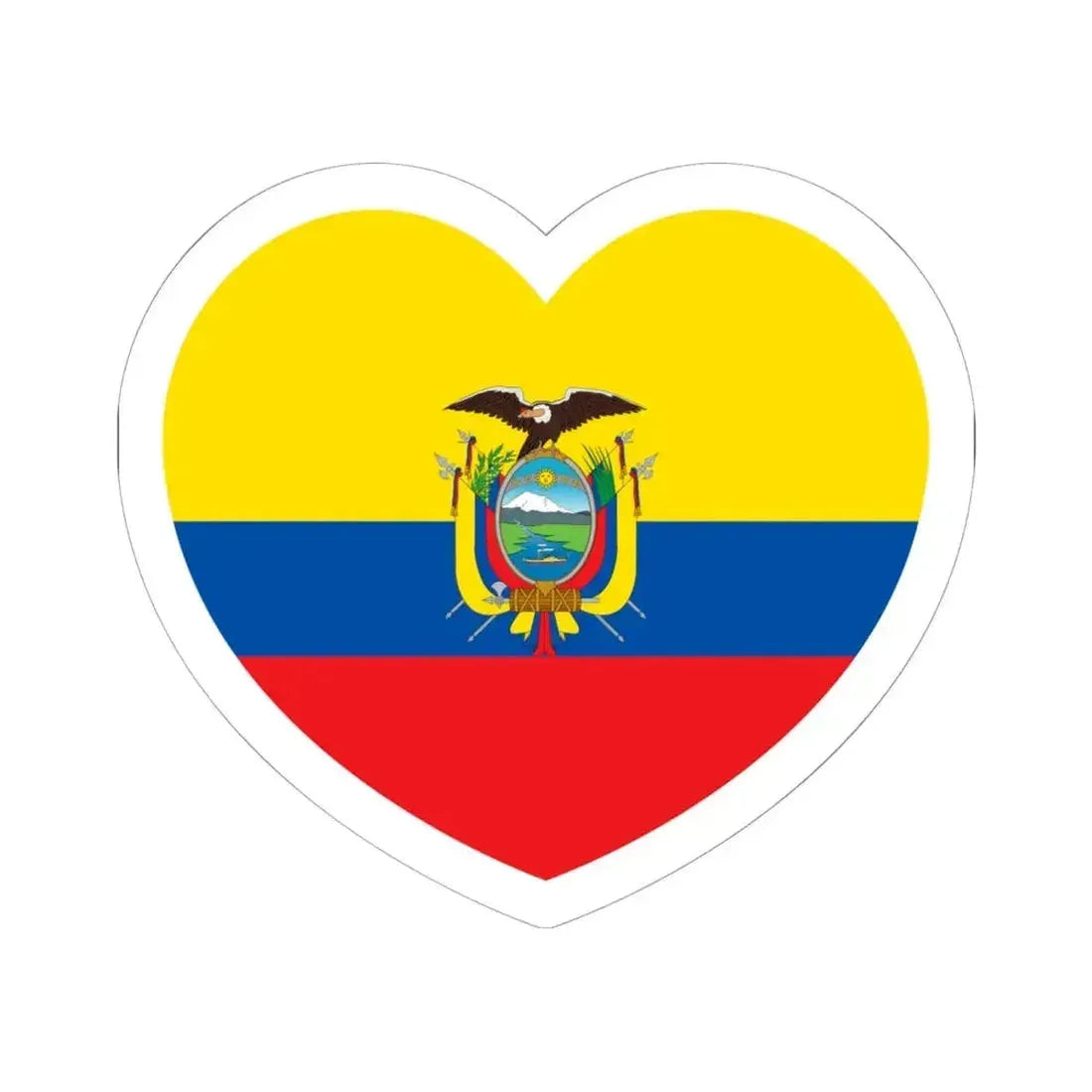 Heart Flag of Ecuador - STICKER Vinyl Kiss-Cut Decal 6 Inch White - The Sticker Space