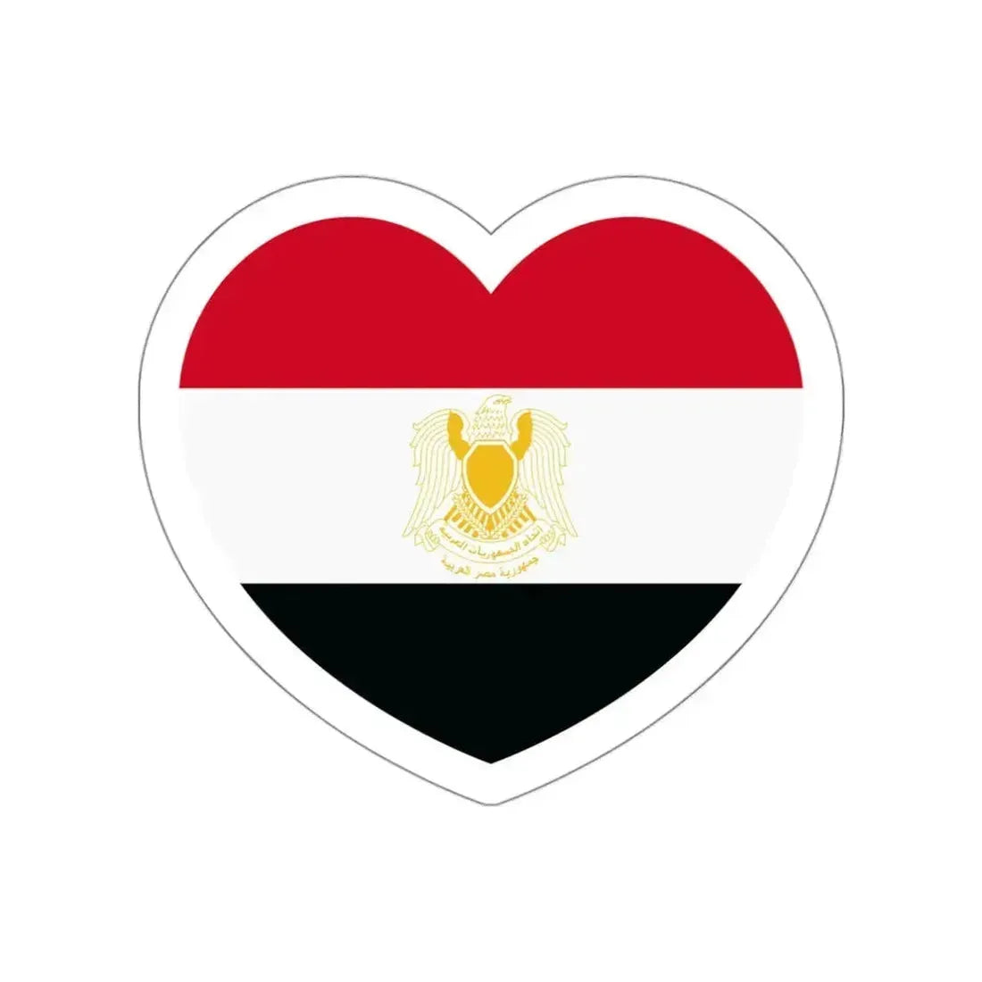 Heart Flag of Egypt 1972-1984 - STICKER Vinyl Die-Cut Decal White Die-Cut 3 Inch - The Sticker Space