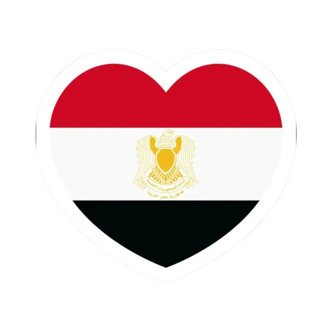 Heart Flag of Egypt 1972-1984 - STICKER Vinyl Kiss-Cut Decal 2 Inch White - The Sticker Space